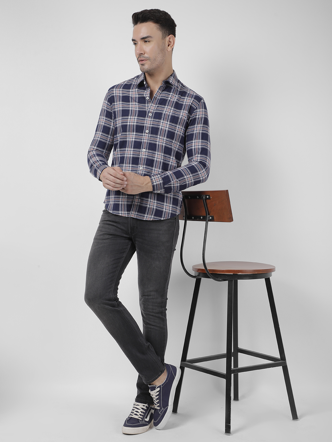 Numero Uno Men Checkered Navy Shirt